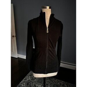 Alo Yoga black full zip black cardigan sweater longer length XS